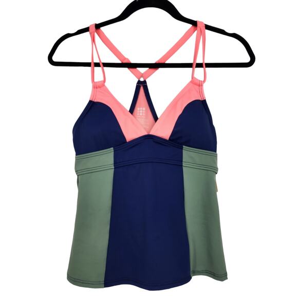 Title Nine Kuapapa Color Block Tankini Racerback SwimSuit Top Size Small - Picture 2 of 6